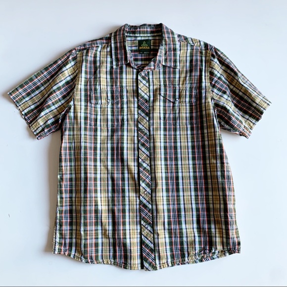 Prana Button Front Casual Shirt Plaid Size Large - Picture 1 of 4
